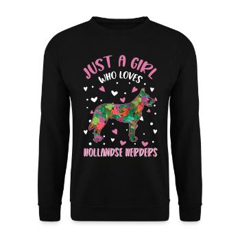 Hollandse Herder Girl Dutch Shepherd Dog - Unisex Sweatshirt - black - Front - Alina (178cm) & Michal (187cm)