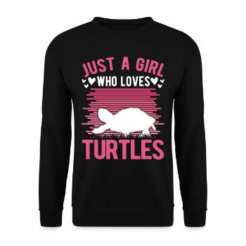 Girl Turtles Love Statement Gift - Unisex Sweatshirt - black - Front - Alina (178cm) & Michal (187cm)