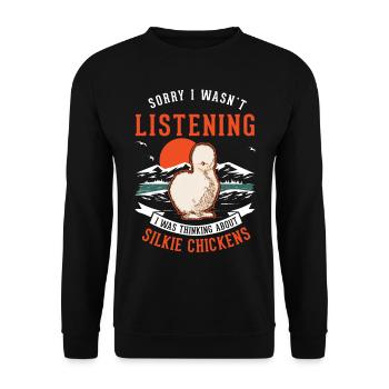 Silk Chicken Gift Silkie Chicken Silkie Chicken - Unisex Sweatshirt - black - Front - Alina (178cm) & Michal (187cm)