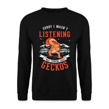 Gecko Geschenk Leopardgecko - Unisex Pullover - Schwarz - Vorne - Alina (178cm) & Michal (187cm)