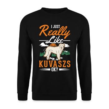 J’aime un Kuvasz simple - Sweat-shirt Unisexe - noir - Devant - Alina (178cm) & Michal (187cm)
