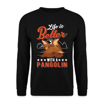 Life is better with a pangolin - Unisex Sweatshirt - black - Front - Alina (178cm) & Michal (187cm)