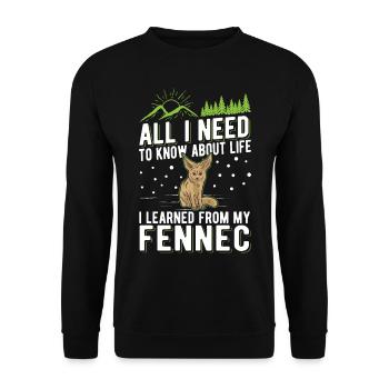 Fennek Geschenk Wüstenfuchs - Unisex Pullover - Schwarz - Vorne - Alina (178cm) & Michal (187cm)