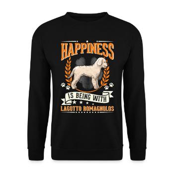 Lagotto Romagnolo Glück Wasserhund - Unisex Pullover - Schwarz - Vorne - Alina (178cm) & Michal (187cm)