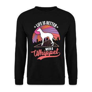 La vie est meilleure avec un whippet - Sweat-shirt Unisexe - noir - Devant - Alina (178cm) & Michal (187cm)