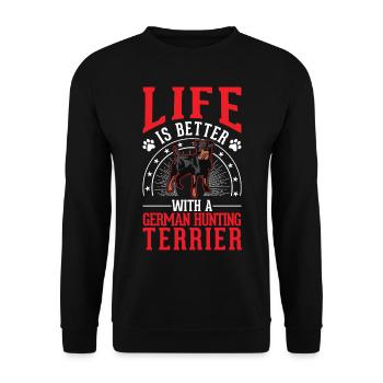 La vie est meilleure avec le terrier de chasse allemand - Sweat-shirt Unisexe - noir - Devant - Alina (178cm) & Michal (187cm)