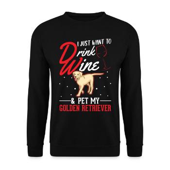 Golden Retriever und Wein - Unisex Pullover - Schwarz - Vorne - Alina (178cm) & Michal (187cm)