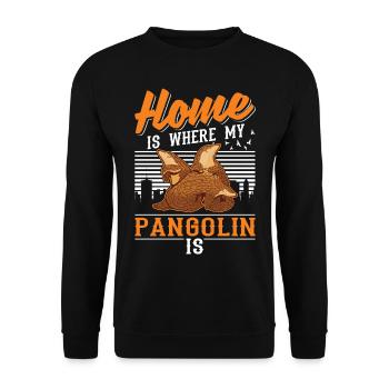 Zuhause ist wo mein Pangolin ist - Unisex Pullover - Schwarz - Vorne - Alina (178cm) & Michal (187cm)
