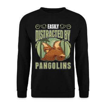 Easily distracted by Pangolins - Unisex Sweatshirt - black - Front - Alina (178cm) & Michal (187cm)