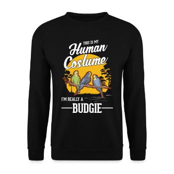 Budgie Costume Welli Halloween Parakeet - Unisex Sweatshirt - black - Front - Alina (178cm) & Michal (187cm)