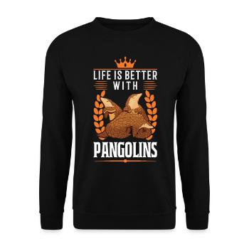 Life is better with a pangolin - Unisex Sweatshirt - black - Front - Alina (178cm) & Michal (187cm)