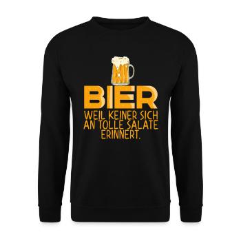 Bier Nicht Salat Lustiges Bier Design - Unisex Pullover - Schwarz - Vorne - Alina (178cm) & Michal (187cm)