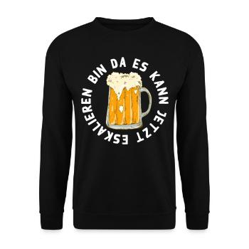 Es Kann Eskalieren Lustiges Bier Design - Unisex Pullover - Schwarz - Vorne - Alina (178cm) & Michal (187cm)