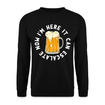 Es Kann Eskalieren Humorvolles Bier Trinken - Unisex Pullover - Schwarz - Vorne - Alina (178cm) & Michal (187cm)