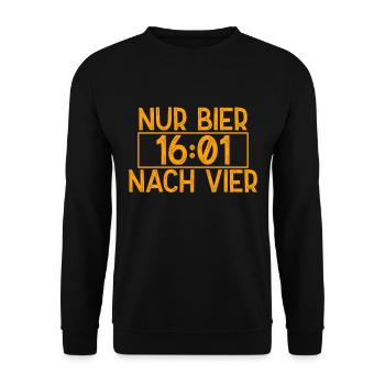 Beer after four for enthusiastic beer drinkers - Unisex Sweatshirt - black - Front - Alina (178cm) & Michal (187cm)