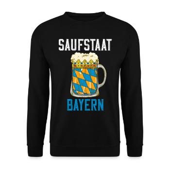 Saufstaat Bayern Für Begeisterte Biertrinker - Unisex Pullover - Schwarz - Vorne - Alina (178cm) & Michal (187cm)