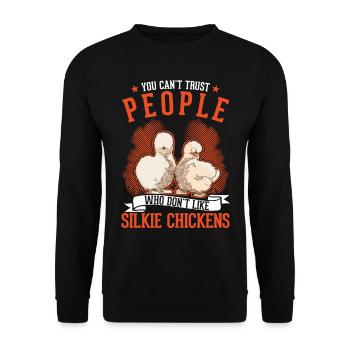 Silk Chicken Gift Silkie Chicken Silkie Chicken - Unisex Sweatshirt - black - Front - Alina (178cm) & Michal (187cm)