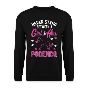Podenco Girl Lévrier espagnol Ibizan Hound - Sweat-shirt Unisexe - noir - Devant - Alina (178cm) & Michal (187cm)