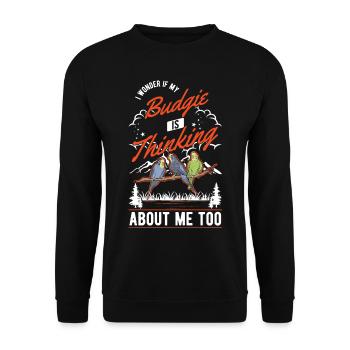 Wellensittich Geschenk Welli Nymphensittich - Unisex Pullover - Schwarz - Vorne - Alina (178cm) & Michal (187cm)