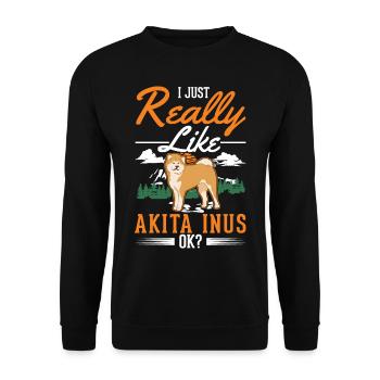 Ich mag einfach Akita Inus - Unisex Pullover - Schwarz - Vorne - Alina (178cm) & Michal (187cm)