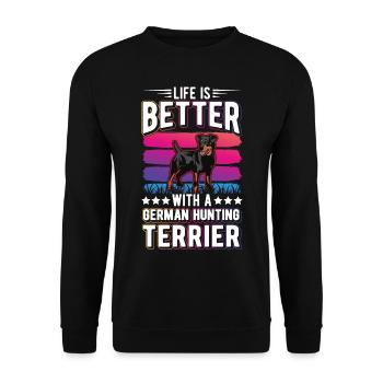 La vie est meilleure avec le terrier de chasse allemand - Sweat-shirt Unisexe - noir - Devant - Alina (178cm) & Michal (187cm)