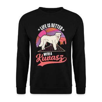 Se régaler est meilleur avec Kuvasz - Sweat-shirt Unisexe - noir - Devant - Alina (178cm) & Michal (187cm)