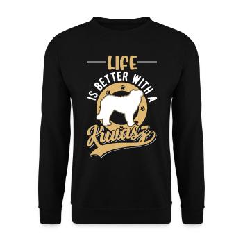 Se régaler est meilleur avec Kuvasz - Sweat-shirt Unisexe - noir - Devant - Alina (178cm) & Michal (187cm)