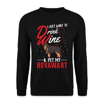 Hovawart and wine - Unisex Sweatshirt - black - Front - Alina (178cm) & Michal (187cm)