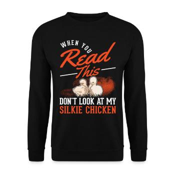 Silk Chicken Gift Silkie Chicken Silkie Chicken - Unisex Sweatshirt - black - Front - Alina (178cm) & Michal (187cm)