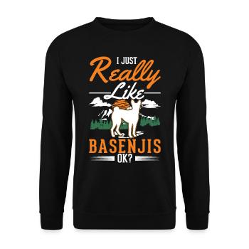 J’aime juste Basenjis - Sweat-shirt Unisexe - noir - Devant - Alina (178cm) & Michal (187cm)