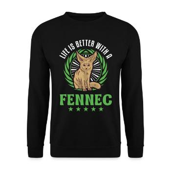 La vie est meilleure avec un fennec - Sweat-shirt Unisexe - noir - Devant - Alina (178cm) & Michal (187cm)