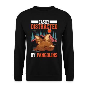Easily distracted by Pangolins - Unisex Sweatshirt - black - Front - Alina (178cm) & Michal (187cm)