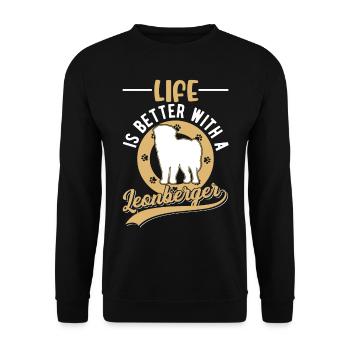 Life is better with a Leonberger - Unisex Sweatshirt - black - Front - Alina (178cm) & Michal (187cm)
