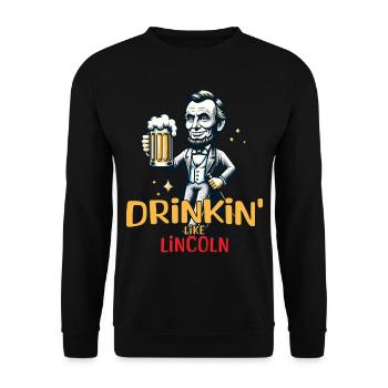 Drinkin comme Lincoln Retro Vintage Design 4. - Sweat-shirt Unisexe - noir - Devant - Alina (178cm) & Michal (187cm)