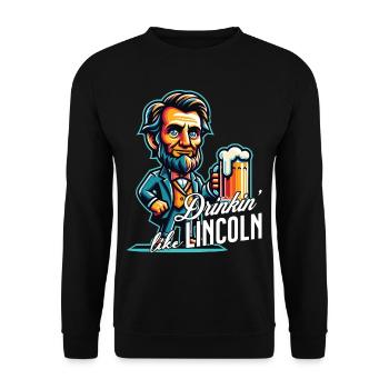 Boire comme Lincoln Design vintage rétro - Sweat-shirt Unisexe - noir - Devant - Alina (178cm) & Michal (187cm)
