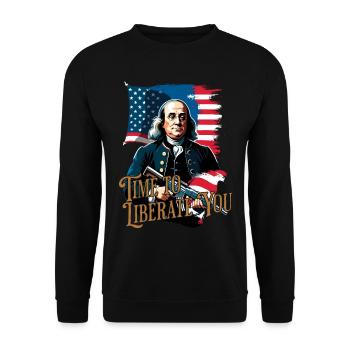 Il est temps de libérer le design vintage drôle 4 juillet - Sweat-shirt Unisexe - noir - Devant - Alina (178cm) & Michal (187cm)
