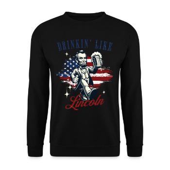 Drinkin' Like Lincoln Design rétro vintage - Sweat-shirt Unisexe - noir - Devant - Alina (178cm) & Michal (187cm)