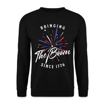 Brings the boom since 1776 retro vintage design - Unisex Sweatshirt - black - Front - Alina (178cm) & Michal (187cm)