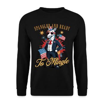 Licorne pailletée prête à mélanger 4 juillet Fun - Sweat-shirt Unisexe - noir - Devant - Alina (178cm) & Michal (187cm)
