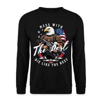 Mess With Best Funny Freedom Design 4. Juli - Unisex Pullover - Schwarz - Vorne - Alina (178cm) & Michal (187cm)