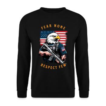 Fear no one, respect few. 4 July - Unisex Sweatshirt - black - Front - Alina (178cm) & Michal (187cm)