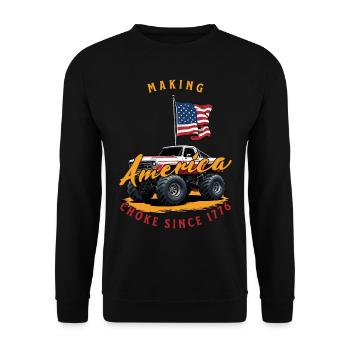 Amerika Ersticken Seit 1776: Amerikanische Flagge - Unisex Pullover - Schwarz - Vorne - Alina (178cm) & Michal (187cm)