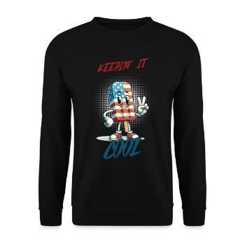 Keepin It Cool Retro Vintage American Flag - Unisex Sweatshirt - black - Front - Alina (178cm) & Michal (187cm)