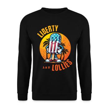 Liberty Et Suces Design Vintage Rétro - Sweat-shirt Unisexe - noir - Devant - Alina (178cm) & Michal (187cm)
