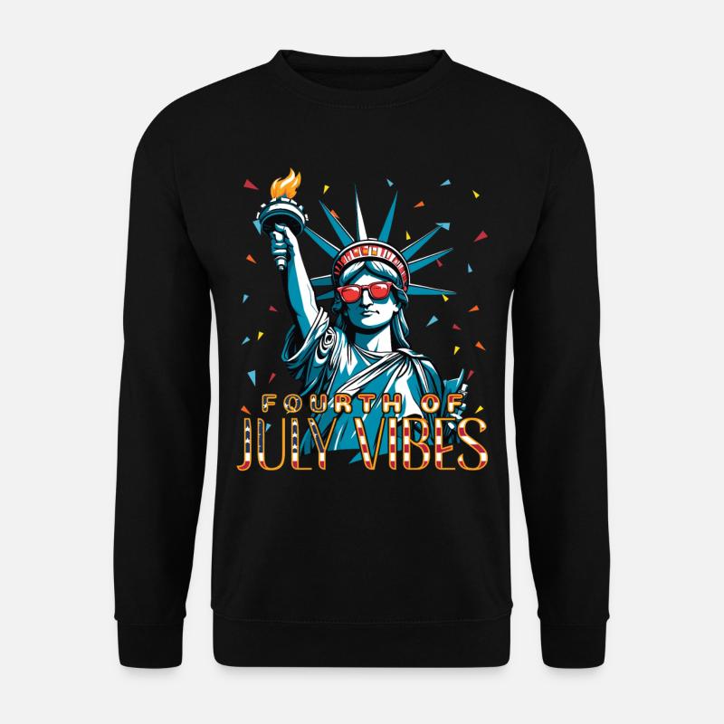 4.-juli-vibes, Freiheitsstatue Feiern - Unisex Pullover - Schwarz