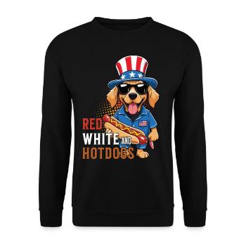 Red White Hotdogs Funny Bbq Pun Retro Vintage - Unisex Sweatshirt - black - Front - Alina (178cm) & Michal (187cm)