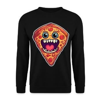 Mignon monstre de pizza dans le style bande dessinée - Sweat-shirt Unisexe - noir - Devant - Alina (178cm) & Michal (187cm)