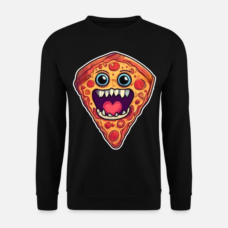 Niedliches Pizzamonster im Comic Style - Unisex Pullover - Schwarz