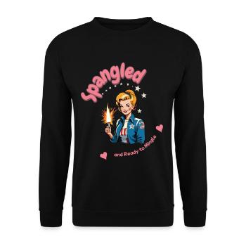 Design rétro vintage prêt à se mêler le 4 juillet - Sweat-shirt Unisexe - noir - Devant - Alina (178cm) & Michal (187cm)