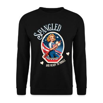 Prêt à se mêler rétro Vintage Design Drapeau américain - Sweat-shirt Unisexe - noir - Devant - Alina (178cm) & Michal (187cm)